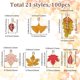 thumbnail image 2 of 100 piezas de 21 estilos de dijes de esmalte de hoja de arce de Acción de Gracias, colgantes de aleación de metal dorado con temática navideña, hojas de otoño y cosecha., 2 of 6