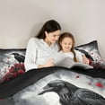 thumbnail image 4 of Homewish Romantic Valentine Rose 7-Piece Twin Bedding Sets,Wild Crown Raven Bedding Comforter Set,Red Flower Floral Sheet Sets For Girls Kids,Breathable Home Decor Reversible, 4 of 8