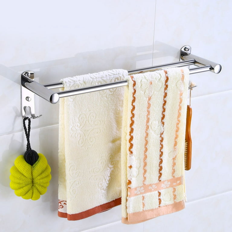 Stainless Steel Bathroom Towel Rack Single Double Towel Bar Hanger Rack Specification Double pole Size 50cm