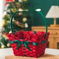 thumbnail image 4 of WUXIAB Christmas Baskets For Gifts,Hand-Woven Rectangle,Red Storage Baskets With Green Handle & Bow,Small Christmas Atmosphere Tote Basket For Holiday,Decorative Present Wrapping,Lovely Basket(Red), 4 of 7