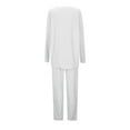 thumbnail image 5 of UJNDER Women's Two Piece Pullover Sweater Set Oversized V Neck Tops Wide Leg Long Pants Tracksuit Outfit Pant Suits for Women White M, 5 of 8