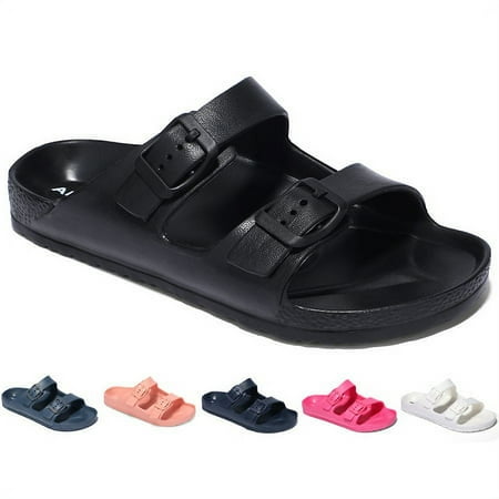 

Kids Girls Comfort Slides Soft Sandals for Boys with Adjustable Two Buckle Sizes 10-4