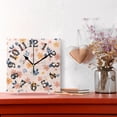 thumbnail image 2 of Flowers Leaves on Pink Wall Clock Square Silent Non Ticking Battery Operated Clock for Home Bathroom Kitchen Bedroom Living Room, 2 of 8