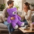 thumbnail image 2 of HollyHOME 36 Inch Large Teddy Bear Big Plush Stuffed Animal Soft Cuddly Toy Gift for Girlfriend Kids Valentine's Day Purple, 2 of 8