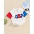 thumbnail image 3 of vera natura Baby 4th of July Romper Short Sleeve Round Neck Letter Embroidery Bodysuit Infant Summer Playsuit, 3 of 8