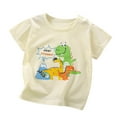 thumbnail image 2 of Boys T Shirts Kids Toddler Boys Summer Cartoon Excavator Airplane Dinosaur Print Cotton Short Sleeve T Shirts Toddler T Shirts Beige 3 Years-4 Years, 2 of 3