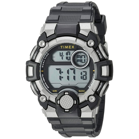 Timex Men's TW5M27700 A-Game DGTL 50mm Black/Gray/Orange Watch, Resin Strap