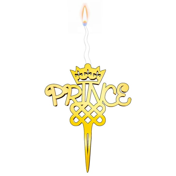 "PRINCE" Food-Safe Gold Cake Topper Candle – Elegant and Reusable Decoration for Birthdays, Astrology-Themed Parties, and Celebrations
