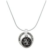 Delight Jewelry Silvertone Medical Caduceus Seal - Rx Miracles Ring Charm Necklace, 18"