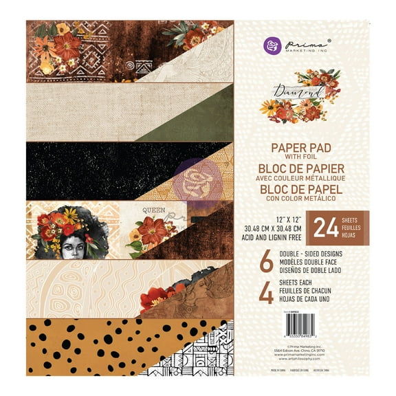 Prima Marketing Double-Sided Paper Pad 12"X12" 24/Pkg-Diamond, 6 Designs/4 Each