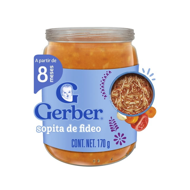 Papilla para Bebé Gerber Sabor Sopita de fideo Frasco 170 g