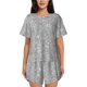 thumbnail image 1 of Balery GlitterSilver Conjunto de Pijama para Mujer con Estampado, Dos Piezas de Manga Corta y Shorts, Ropa de Dormir Suave con Cuello Redondo y Bolsillos-Small, 1 of 6