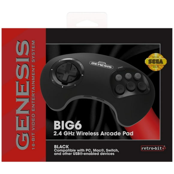 Big6 Control Pad Sega Genesis 2.4 Ghz Wireless (Usb&Gen Port Dongle) Controller