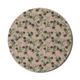 thumbnail image 1 of Floral Mouse Pad for Computers, Image of Natural Tea Leaves with Purple Toned Paint Drops on Background, Round Non-Slip Thick Rubber Modern Mousepad, 8" Round, Tan Plum and Lime Green, by Ambesonne, 1 of 2