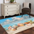 thumbnail image 3 of 3'x5' Area Rugs, Nautical Coastal Indoor Outdoor Area Rug for Living Room Bedroom, Summer Beach Shell Conch Starfish Blue Washable Bathroom Rugs Kitchen Floor Carpet Mats Home Decor Aesthetic, 3 of 8