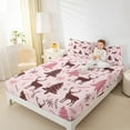 thumbnail image 4 of Manfei Girly Pink Tree Twin Sheet Sets, Christmas Deer Snowflake Twin Fitted Sheet, Teen Boy Girl Kid Flat Sheet, Lightweight Room Decor, 3-Piece, 4 of 7