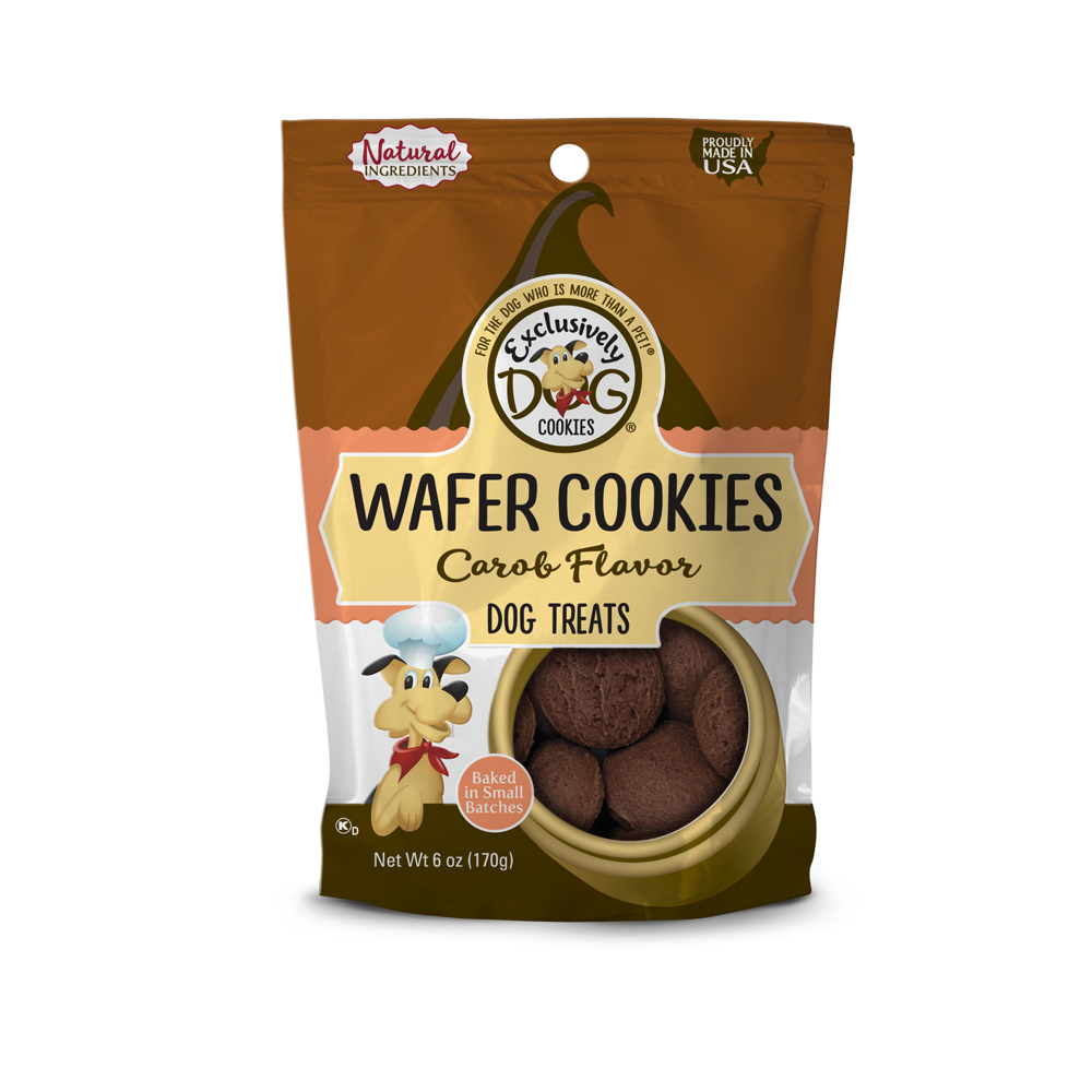Exclusively Dog Cookies Carob Flavor Wafer Cookies Dog Treats, 8 oz