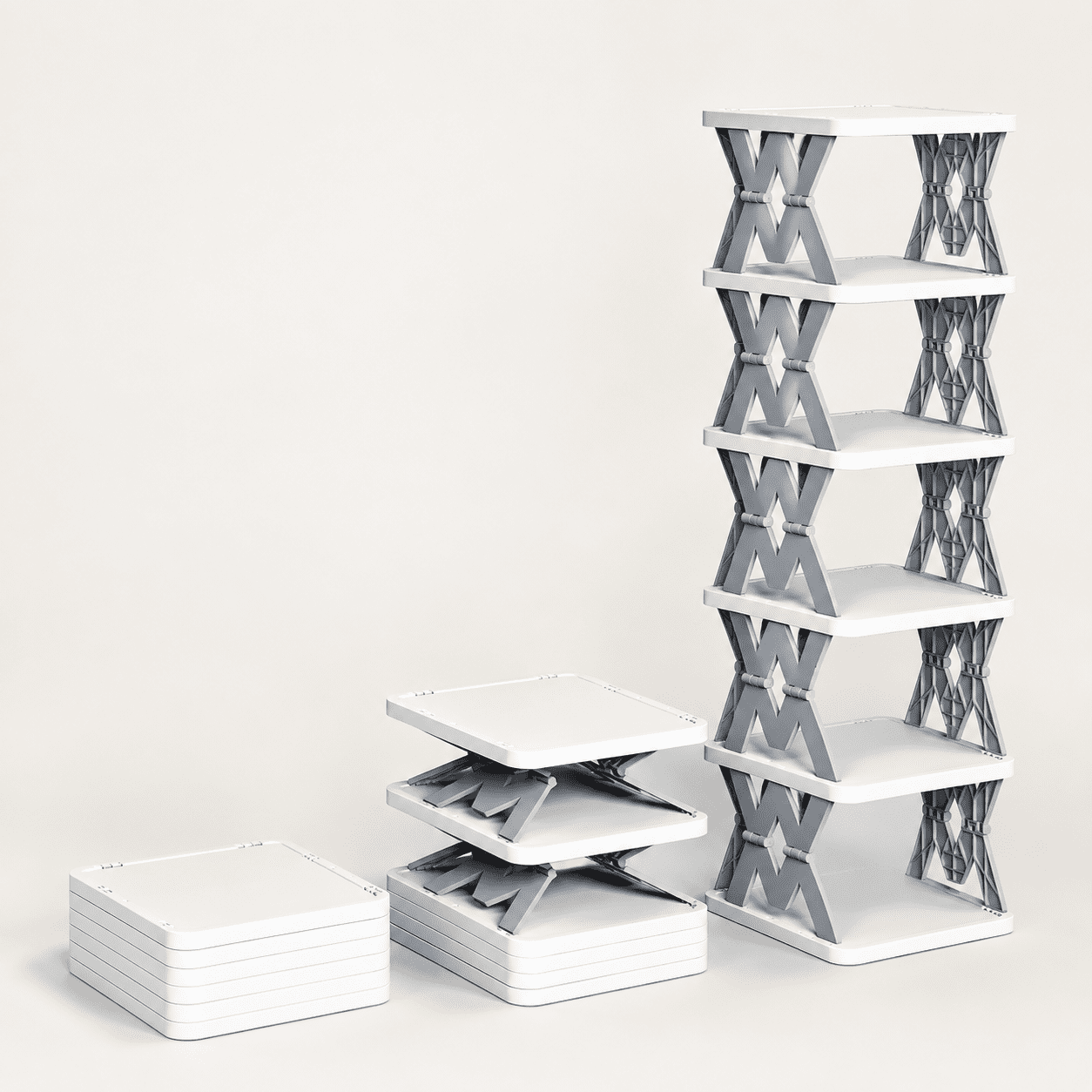 Shoe Rack 6 Tier Shoe Organizer Without Assembly Foldable Small Shoe Rack Space Saving Collapsible Shoe Organizer for Entryway Front Door Entrance Bedroom White