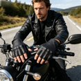 thumbnail image 3 of CSStudio Men's Fingerless Goat Leather Motorcycle Gloves, Perforated Breathable Half Finger Riding Gloves, Elastic Wrist Summer Gloves for Motorbike Off‑Road Driving, 3 of 6