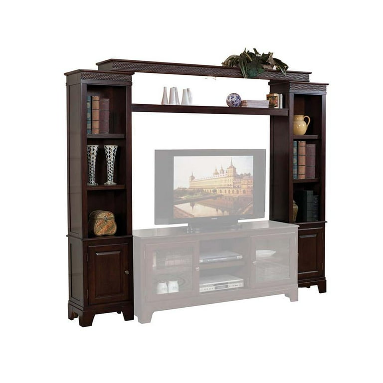 【ACME FURNITURE】 GRANDVIEW TV SHELF Acme Halden Entertainment Center, Merlot Wood, Glass (TV Stand