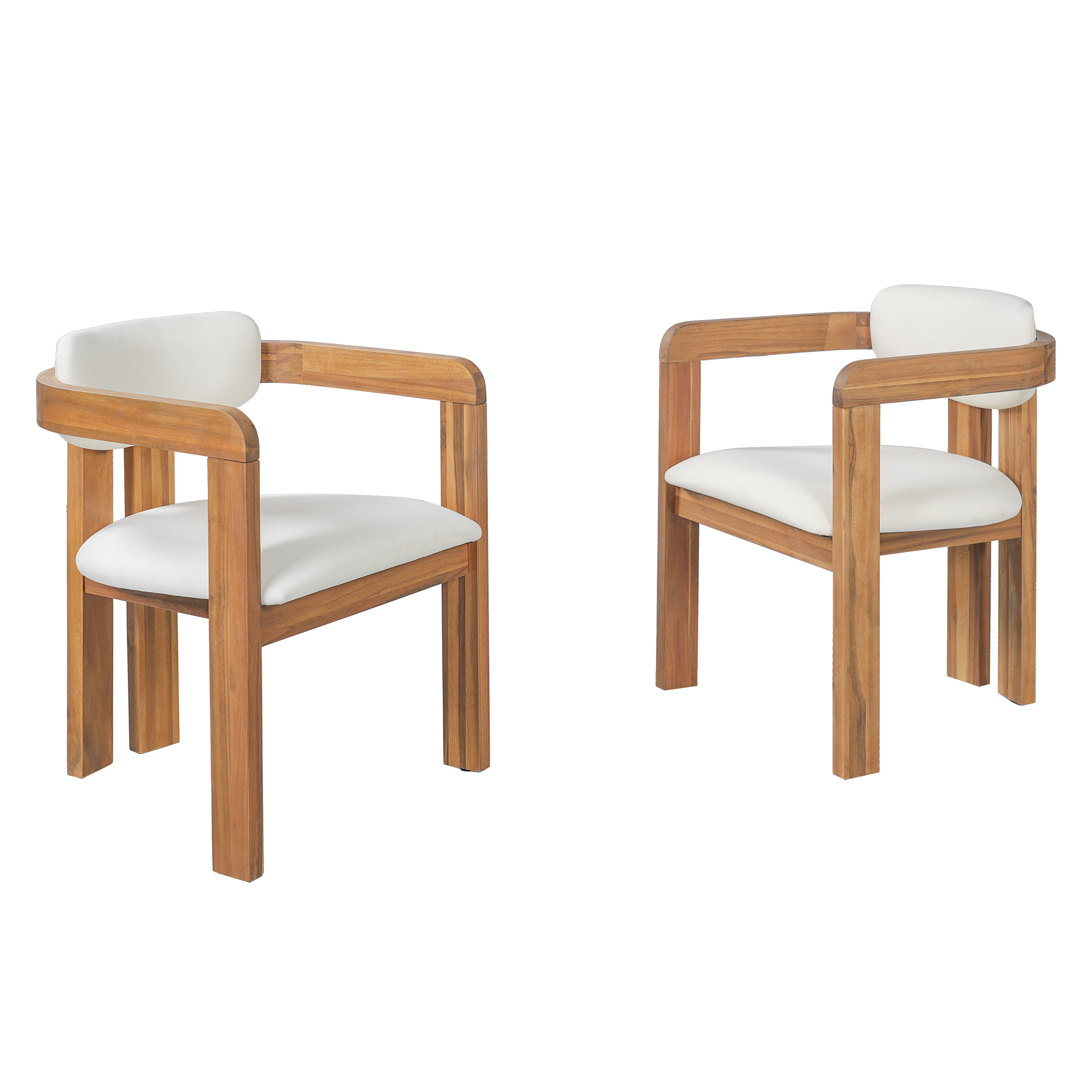 Mintazer Outdoor Modern Armchairs Set of 2, Patio Dining Chairs with Cushions for Patio, Garden, Balcony & Backyard, Natural & Grey