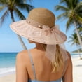 thumbnail image 2 of Summer Straw Beach Sun Hats for Women UPF 50 Floppy Wide Brim Travel Bucket Hat Packable Z02 Khaki One Size, 2 of 4