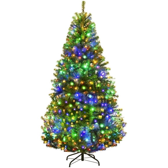 Árbol de Navidad Goplus artificial preiluminado de 6 pies con 350 luces LED