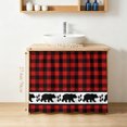 thumbnail image 4 of Red Black Plaid Cabinet Curtains 27.6"W x 35.4"L, Country Vintage Bear Buffalo Gingham Under Sink Skirt for Bathroom Vanity Kitchen Self Adhesive, Dust-Proof Privacy Curtain for Closet Shelves, 4 of 9