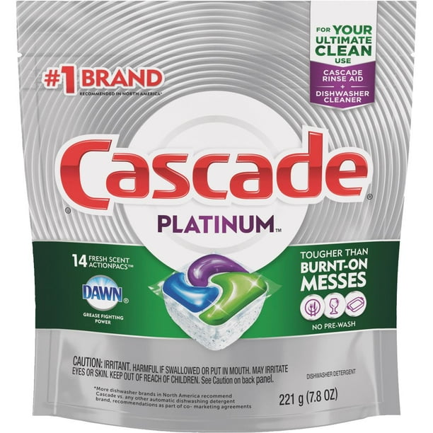 Cascade Platinum Action Pacs Fresh Dishwasher Detergent Tabs, 14 Ct