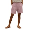 thumbnail image 5 of Womens Summer Bermuda Shorts Plus Size Elastic High Waist Rolled Hem Lace Trim Breathable Comfy Daily Lounge Vacation Beach Shorts S-5XL, 5 of 9