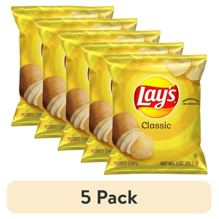 (5 pack) Lay's Classic Potato Chips Snack Chips, 1 Ounce Bag
