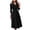 Black, variant on Fesfesfes Women Dress Lapel Printing Three Quarter Sleeves High Waist Lacing Bow Belt Dress Plus Size $10