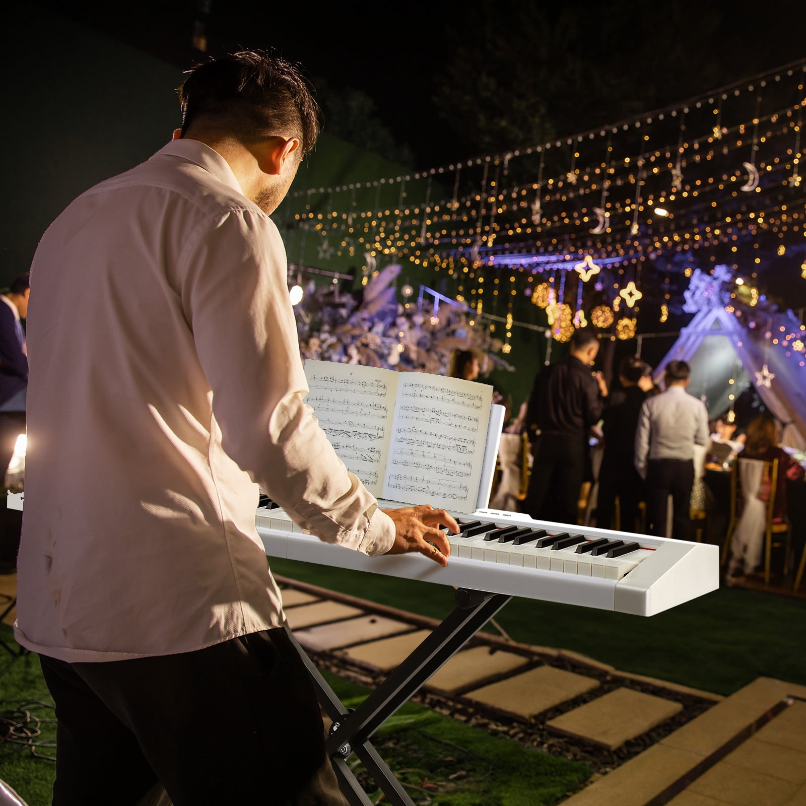 Glarry Digital Piano 88-Key Semi-Weighted Action, Electronic Keyboard Set with Stand, 3-Pedal Unit for Beginners, White