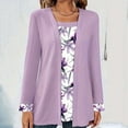 thumbnail image 3 of ShiShine Women's Fake Two-Piece Floral Printed Casual Long Sleeve Tops Loose Square Neck Going Out Casual Tunic Shirts, 3 of 4