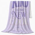 thumbnail image 2 of Kind Is New Cool Lavender Retro-Inspired Typography Silver, Cozy Typography Art Scene, Warm Flannel Blanket for Living Room and Reading Nook, Art Lovers Valentine's Day Gift, Artistic Home Decor, 2 of 9
