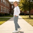 thumbnail image 6 of Nugftut Cargo Pants for Boys, Multi‑Pockets Elastic Waist Casual Outdoor School Pants for Boys,Gray,Sizes 15-16, 6 of 8