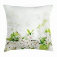 thumbnail image 1 of Flower Throw Pillow Cushion Cover, White Springtime Blossoms on Tree Branch Freshness Garden Growth Seasonal Nature, Decorative Square Accent Pillow Case, 18 X 18 Inches, White Green, by Ambesonne, 1 of 2