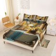 thumbnail image 2 of Erosebridal Kawaii Animal Brown Bear Queen Sheet Sets 4 Pieces For Boys Girls,Autumn Jungle Cottage Bed Set For Kids Teens, 2 of 5