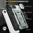 thumbnail image 6 of Dteck Case for iPhone 16e,Shockproof Rugged Case with Slide Camera Cover Rotated Ring Kickstand Military-Grade TPU+PC Back Phone Case for iPhone 16e,Gray, 6 of 7