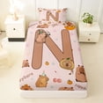 thumbnail image 3 of Erosebridal Capybara Stars Kid Twin Sheet Sets, Brown Letter N Bedding, 3-Piece, 3 of 5