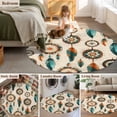 thumbnail image 5 of Round Rugs 3Ft, Geometric Feathers Round Area Rug Washable Indoor Throw Carpet, Boho Ethnic Retro Country Motifs Small Non Slip Circle Rug for Bedroom Living Room Home Decor Aesthetic, 5 of 8