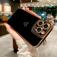 thumbnail image 3 of Compatible with iPhone 14 Pro Max Case Cute, Luxury Plating Heart Phone Case, Electroplated Edge Bumper Case for Women Girls Soft TPU Shockproof Camera Protective Back Cover - Black, 3 of 10