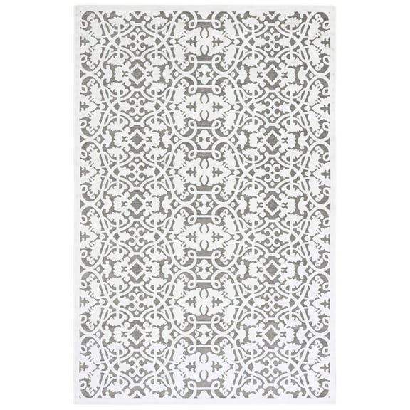 SAFAVIEH Paradise Salah Damask Area Rug, Ivory/Dark Grey, 5' x 7'5"