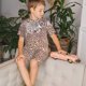 thumbnail image 4 of Balery Leopard Brown Conjunto de Pijama Infantil de Manga Corta con Estampado – Ropa de Dormir de Algodón Suave-4X-Large, 4 of 6