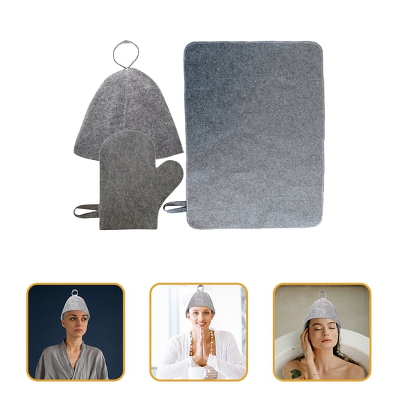 ELAYARD Grey Felt Sauna Hat Set - Lightweight, Breathable Steam Room Cap for Comfortable and Sauna Sessions