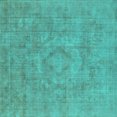 thumbnail image 1 of Ahgly Company Machine Washable Indoor Square Oriental Turquoise Blue Industrial Area Rugs, 5' Square, 1 of 4