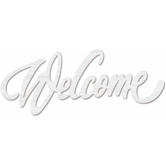 Welcome Wood Cut Sign Art Letter Laser Cut Wood Sign Wooden Decor Basswood Wall Hanging Sculpture Display Decoration for Home Dinning 6.3x15.7 Inch