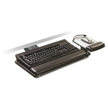 3M Sit/Stand Easy Adjust Keyboard Tray, Highly Adjustable Platform,, Black