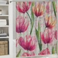 thumbnail image 6 of Autua Flowers Pink Bathroom Décor Set Graphic Print Polyester Stylish Shower Curtain with Hooks 100% Polyester Fiber Home Bathtubs Decoration 69"x72, 6 of 7