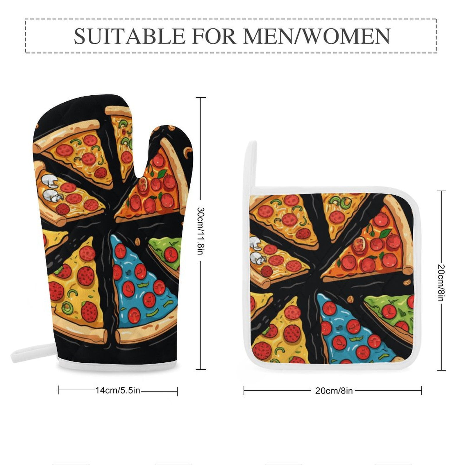Fun Pizza Oven And Pot Holders Sets, Heat Resistant Pads Kitchen Decor for Cooking Baking BBQ Grilling, Christmas Kitchen Gifts